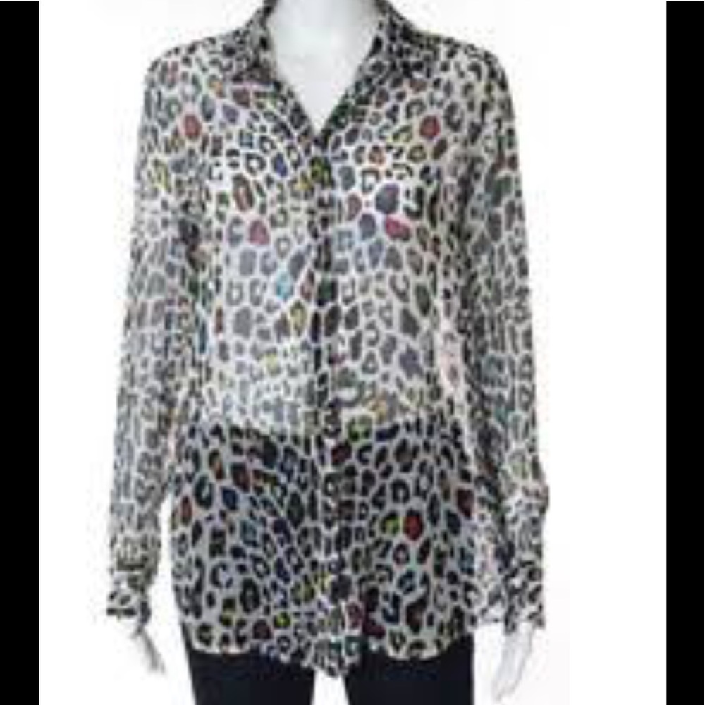 Equipment Femme Sheer Silk Animal Print Blouse